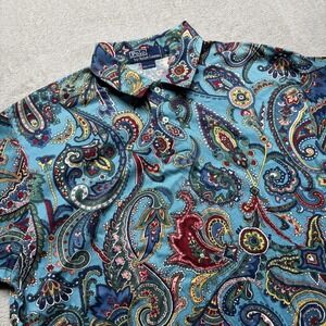 Vintage Polo Ralph Lauren Paisley Camp Polo‎ Shirt Mens L RARE